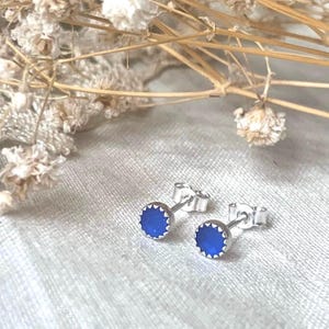 Cornish Sea glass and sterling silver handmade stud earrings vegan / hypoallergenic / everyday / ethical / eco / recycled