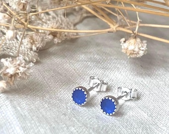 Cornish Sea glass studs, sea glass studs, sterling silver stud earrings, small sea glass studs, sea glass earrings, sea soul and sky