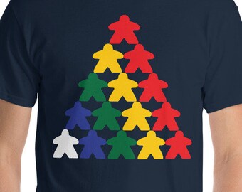 Larger Sizes - Rainbow Meeple Short-Sleeve T-Shirt - Short Sleeve T-Shirt