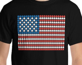 Larger Sizes - Meeple US FLAG Short-Sleeve T-Shirt - Short Sleeve T-Shirt