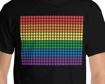 Larger Sizes - Meeple PRIDE FLAG Short-Sleeve T-Shirt - Short Sleeve T-Shirt