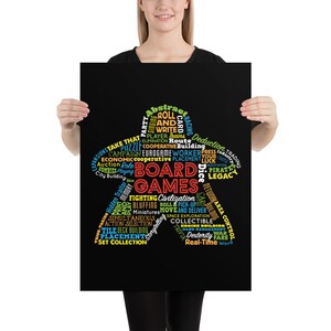 Board Game Mechanics Meeple Print - Types of Board Games Poster - Tabletop and Strategy Gaming Decor - Boardgaming Art for Board Game Geeks image 2