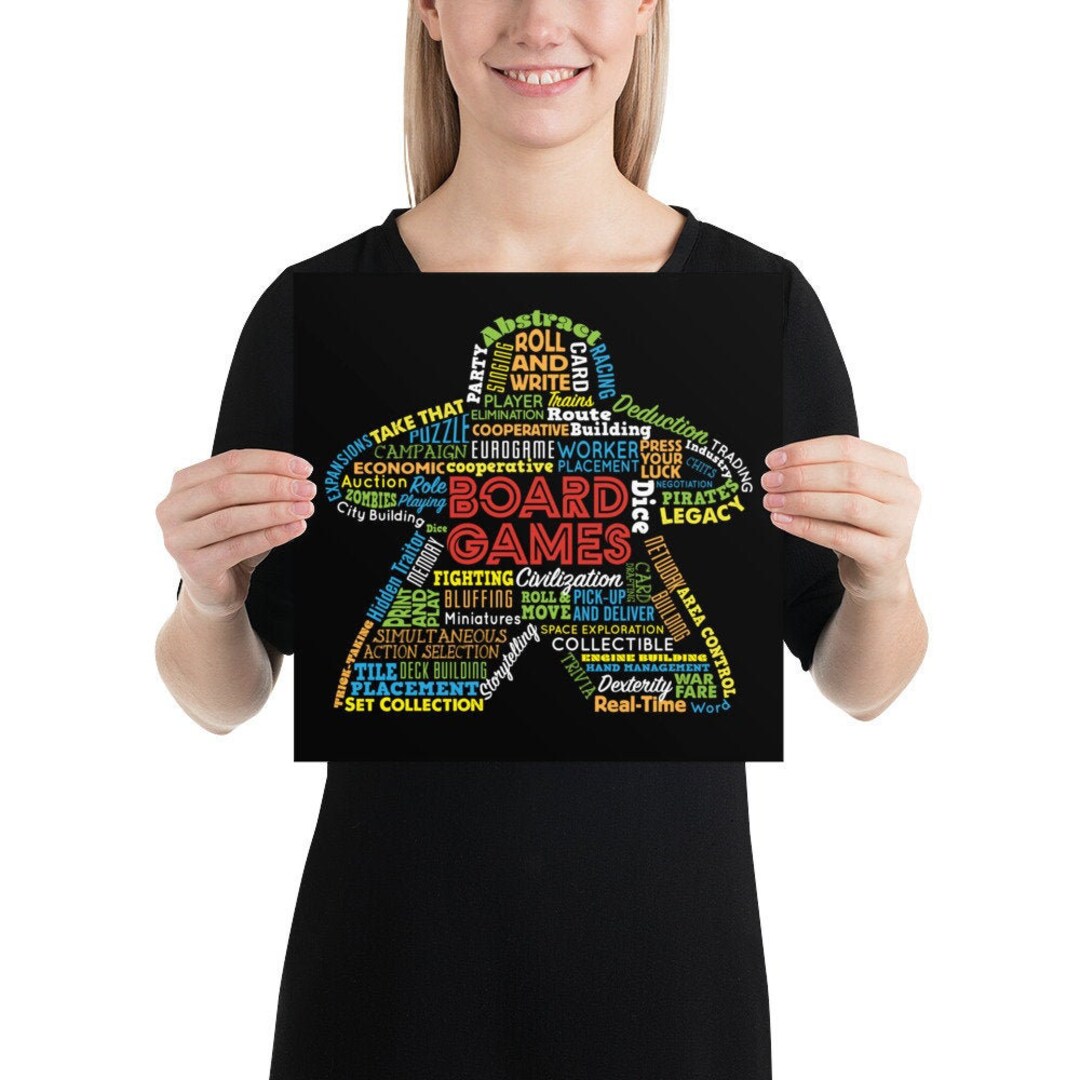 Board Game Mechanics Meeple Print - Types of Board Games Poster ...