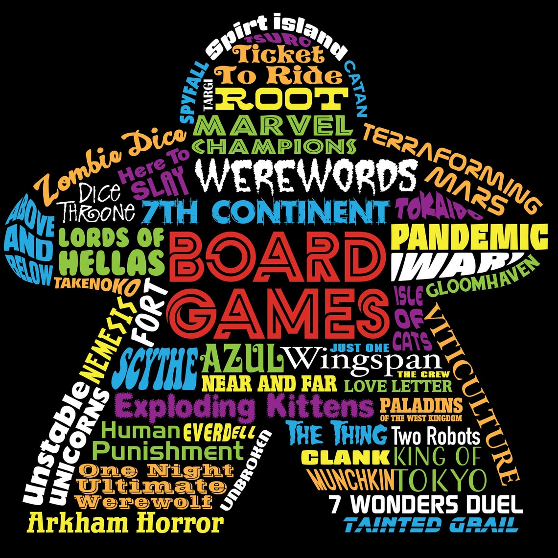 Board Game Names Meeple Shortsleeve Unisex Tshirt Etsy