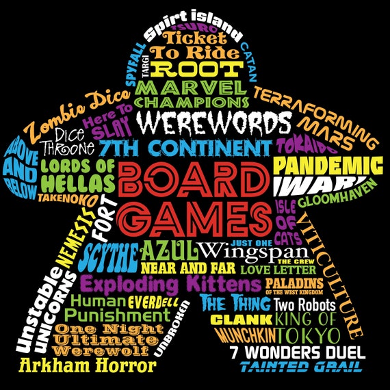 Board Game Names Meeple Shortsleeve Unisex Tshirt Etsy