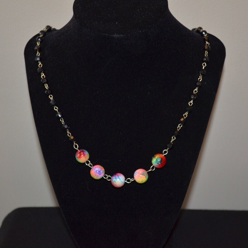 Multicolor Bead Necklace Pastel Bead Necklace Alcohol Ink Etsy