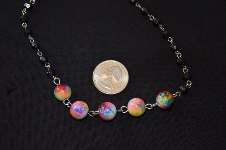 Multicolor Bead Necklace Pastel Bead Necklace Alcohol Ink Etsy