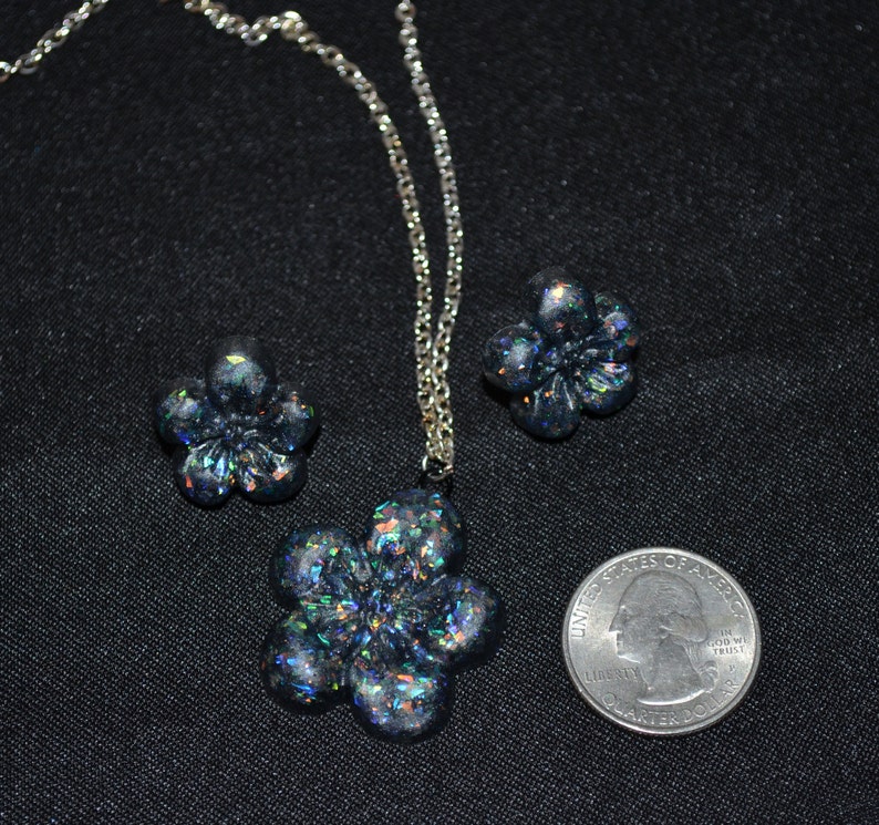 Black Jewelry Set Black Glitter Jewelry Glitter Goth Etsy