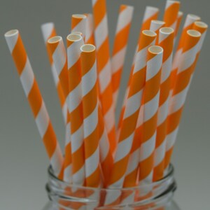 25 x Halloween paper straws biodegradable drinking birthday party striped star bat black orange UK Supplier cake pop image 5