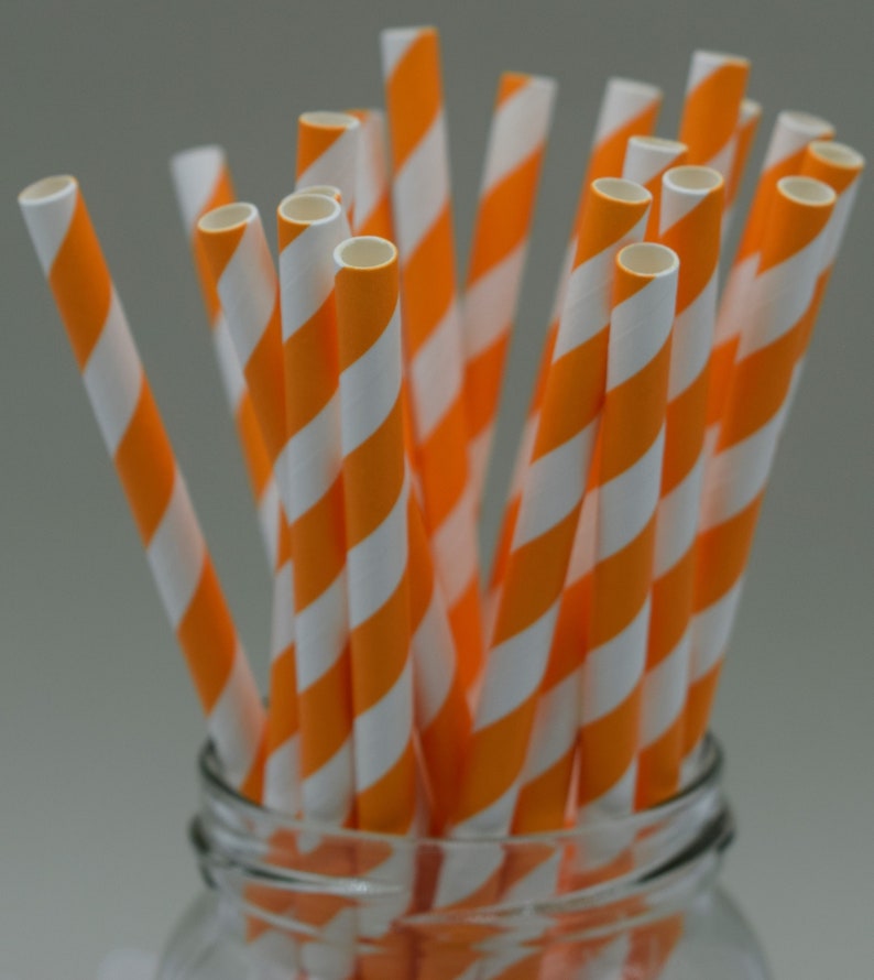 25 x Halloween paper straws biodegradable drinking birthday party striped star bat black orange UK Supplier cake pop image 5