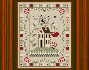 Welcome home Cross Stitch Pattern PDF, Modern cross stitch, home sweet home