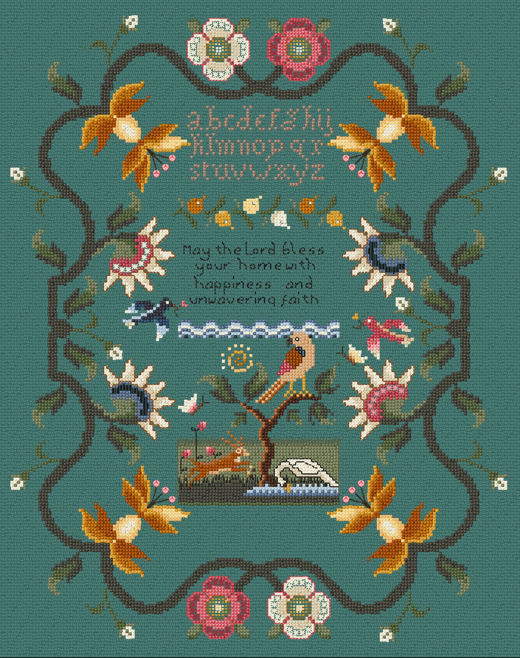 Sampler: May the Lord Bless Your Home - Digital Cross Stitch Pattern in ...