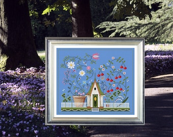 Cross Stitch Pattern - Spring house- Cross Stitch cute Chart -Embroidery Printable PDF Instant Download