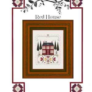 Red house- cross stitch pattern pdf - Red house pattern