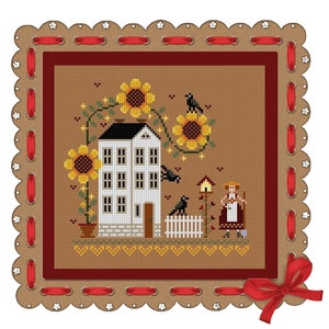 Cross Stitch Pattern House Among Sunflowers – Quick and Easy Embroidery in Modern Country Style