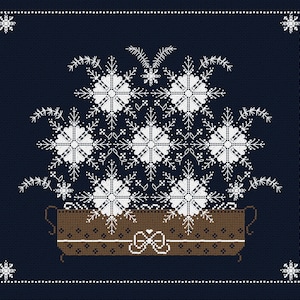 Vase with Snowflakes - Modern cross stitch pattern - instant download PDF Chart
