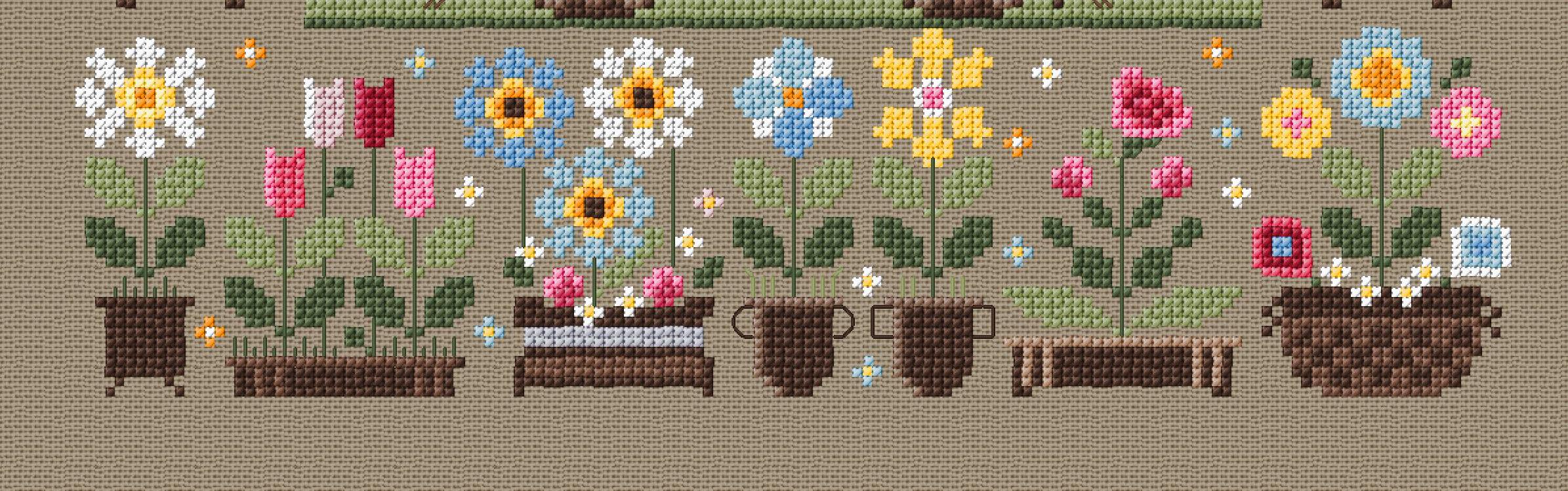 Primitive Spring Cross Stitch Sampler Pattern PDF – Floral Cottage ...