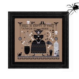 Hell is empty if the Witch is Here - cross stitch pattern pdf - cross stitch pattern &quot;Hell is empty if the Witch is Here&quot; pdf - digital file