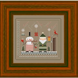 Santa Claus with the snowman- Primitive | Cross Stitch Chart | Downloadable PDF