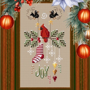 Kardinalvogel-Kreuzstichmuster - Sofortiger Download PDF-Stichmuster - Weihnachtskreuzstich