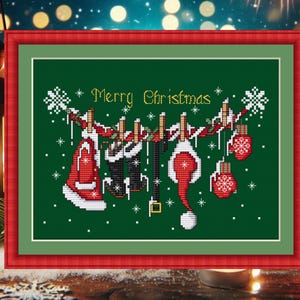 Lot de 5 modèles de broderie au point de croix pour vêtements de Père Noël (PDF) - Meilleure vente 2024 - Modèle primitif - Motif de Noël rapide, fichier Saga à télécharger instantanément