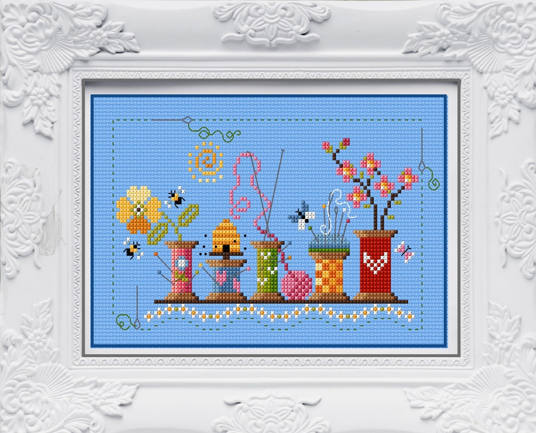 Colored Spools and Threads Sampler Spring Between Spools and Threads ...