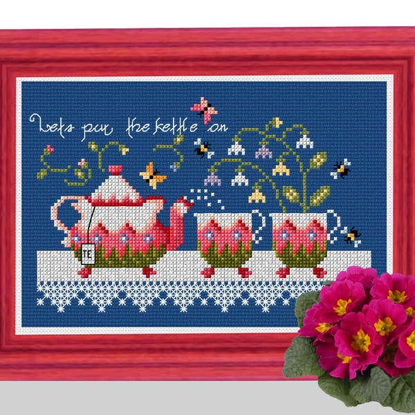 Let's put the kettle on- cross stitch pattern PDF-download