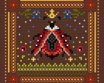 Ladybug, cross stitch pattern PDF- lucky ladybug PDF pattern