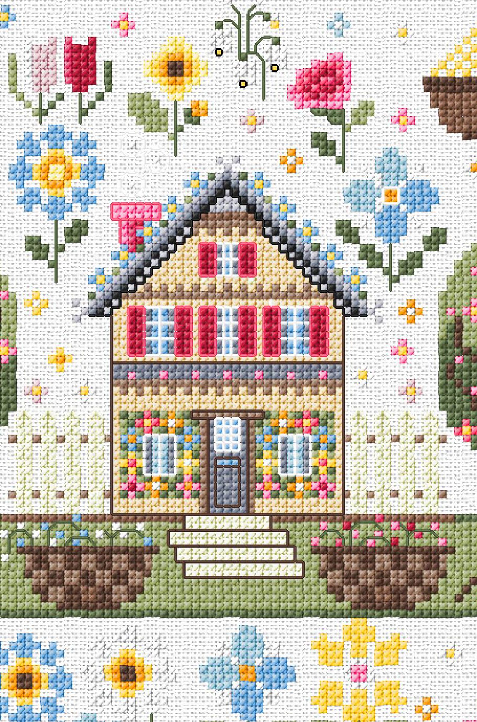 Primitive Spring Cross Stitch Sampler Pattern PDF – Floral Cottage ...