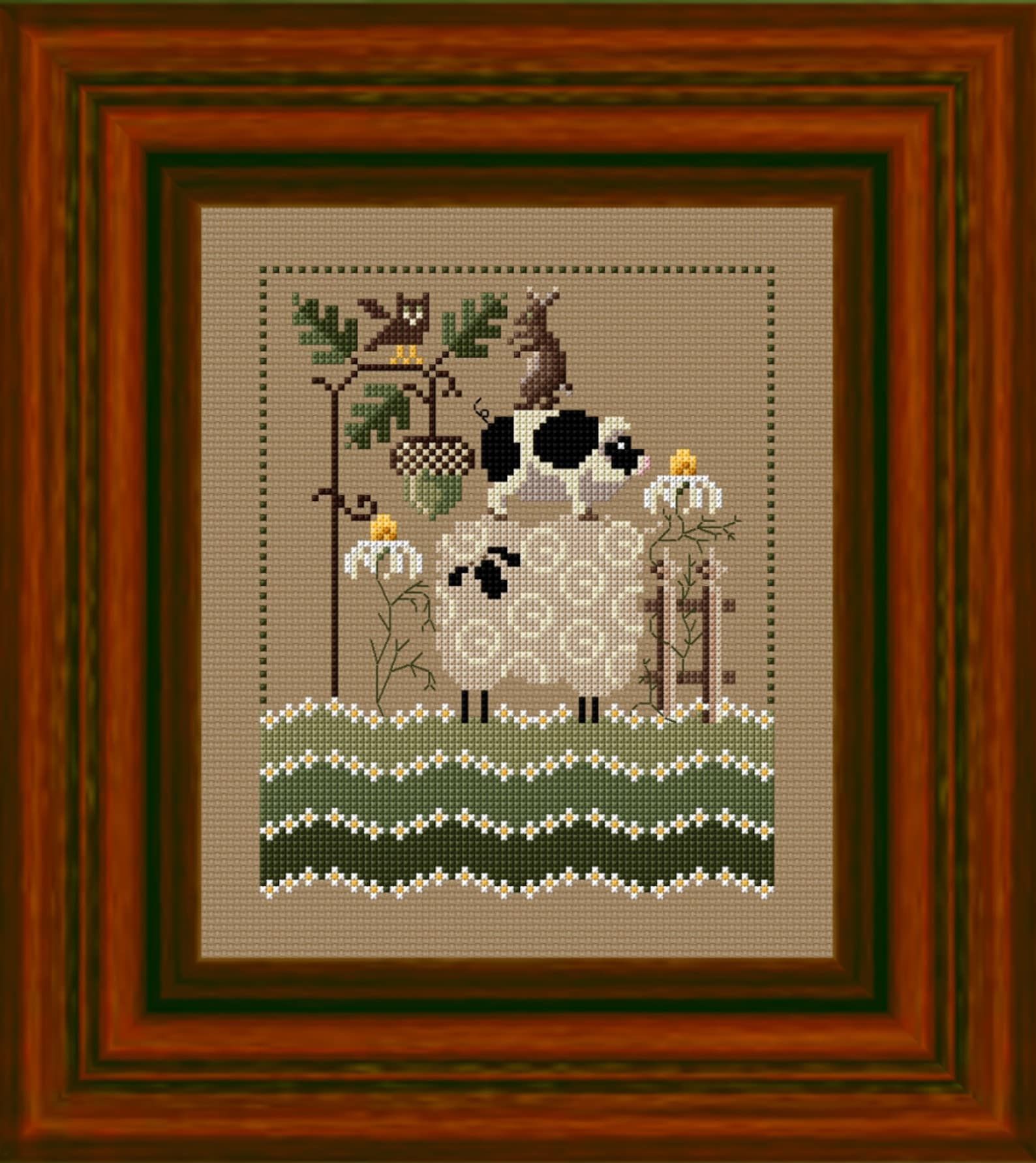 Spring - Primitive Cross Stitch Pattern PDF - Etsy