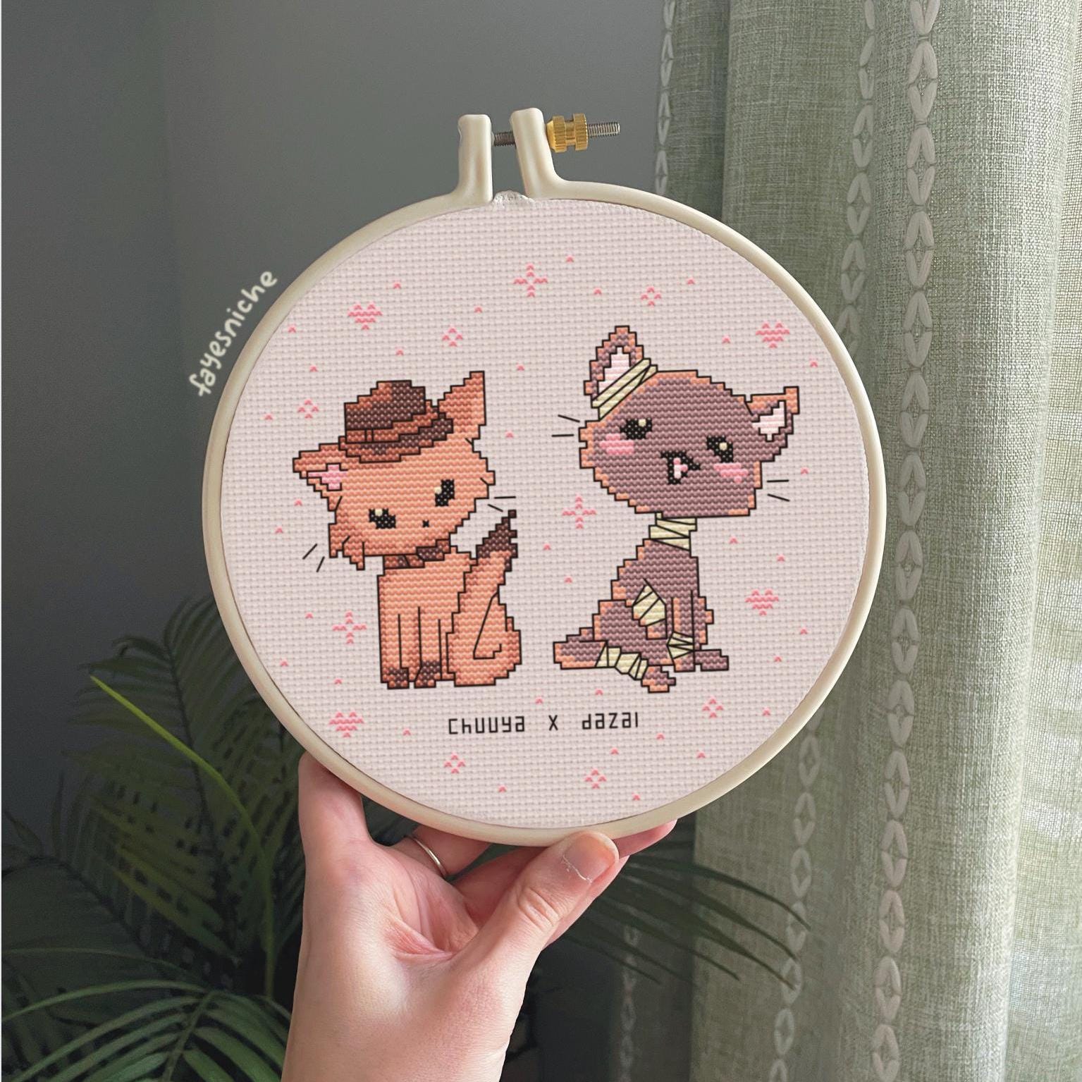 Chuuya and Dazai Cat | Cross Stitch Pattern | BSD Soukoku - Etsy