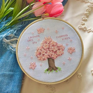 AC Spring Cherry Blossoms | Cross stitch pattern | Cozy Gaming Decor