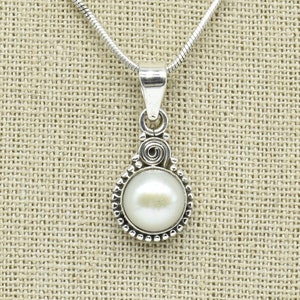 Natural Pearl Pendant, 925 Sterling Silver Pendant, Pearl Gemstone, Free Shipping, American Seller P210
