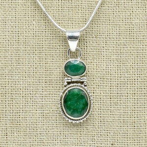 Natural Emerald Pendant 925 Sterling Silver Pendant Emerald - Etsy