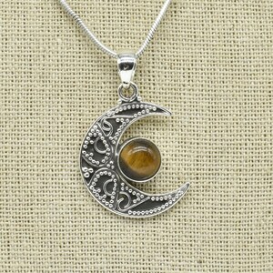 Natural Tiger Eye Pendant, 925 Sterling Silver Pendant, Tiger Eye Gemstone, Free Shipping, American Seller P134
