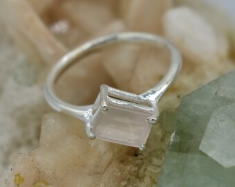 Rose Quartz Ring, 925 Sterling Silver Ring, Natural Quartz Gemstone, Free Shipping, American Seller RJ-728