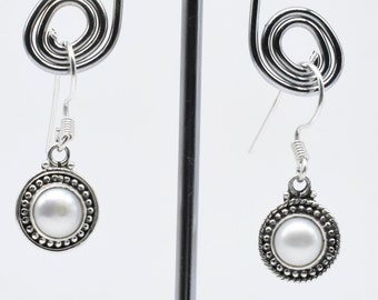 Natural Pearl Earrings, 925 Sterling Silver Earrings, Pearl Gemstone, Free Shipping, American Seller E48