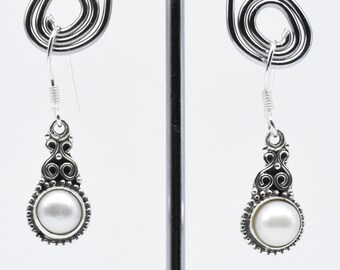 Natural Pearl Earrings, 925 Sterling Silver Earrings, Pearl Gemstone, Free Shipping, American Seller E103