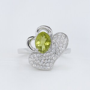WOW Peridot Ring, 925 Sterling Silver Ring, Peridot Gemstone & CZ, Free Shipping, American Seller GR803