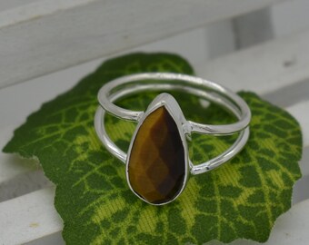 Natural Tiger Eye Ring, 925 Sterling Silver Ring, Tiger Eye Gemstone, Free Shipping, American Seller RJ-341