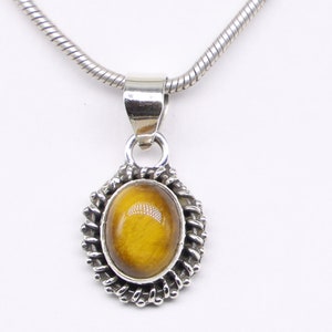 Natural Tiger Eye Pendant, 925 Sterling Silver Pendant, Tiger Eye Gemstone, Free Shipping, American Selle AP153