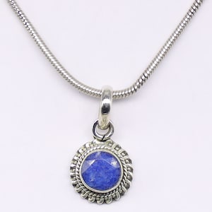 Natural Blue Sapphire Pendant, 925 Sterling Silver Pendant, Blue Sapphire Gemstone, Free Shipping, American Seller AP121
