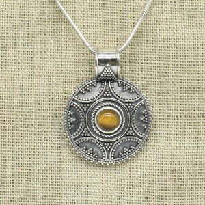 Natural Tiger Eye Pendant, 925 Sterling Silver Pendant, Tiger Eye Gemstone, Free Shipping, American Seller P199