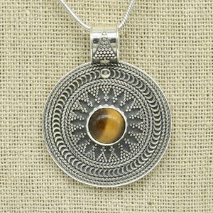 Natural Tiger Eye Pendant, 925 Sterling Silver Pendant, Tiger Eye Gemstone, Free Shipping, American Seller P59