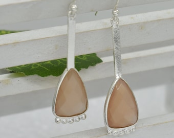 Natural Sunstone Earrings, 925 Sterling Silver Earrings, Sunstone Gemstone, Free Shipping, American Seller RE-356