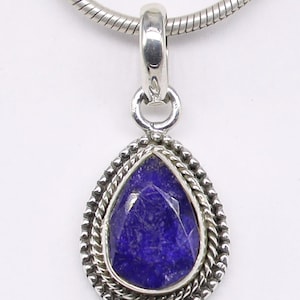 Natural Blue Sapphire Pendant, 925 Sterling Silver Pendant, Blue Sapphire Gemstone, Free Shipping, American Seller AP178