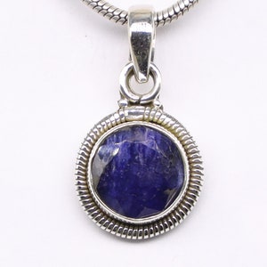 Natural Blue Sapphire Pendant, 925 Sterling Silver Pendant, Blue Sapphire Gemstone, Free Shipping, American Seller AP286