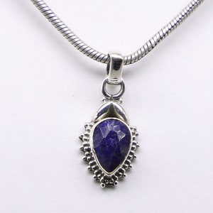 Natural Blue Sapphire Pendant, 925 Sterling Silver Pendant, Blue Sapphire Gemstone, Free Shipping, American Seller AP1581