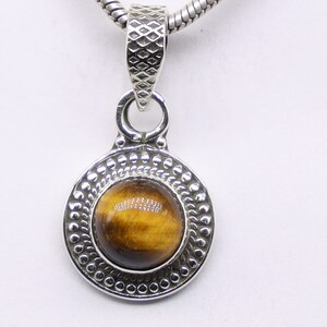 Natural Tiger Eye Pendant, 925 Sterling Silver Pendant, Tiger Eye Gemstone, Free Shipping, American Selle AP511