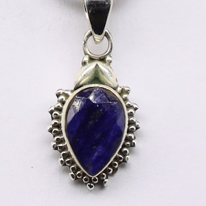 Natural Blue Sapphire Pendant, 925 Sterling Silver Pendant, Blue Sapphire Gemstone, Free Shipping, American Seller AP465